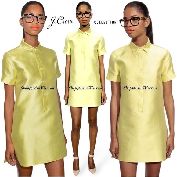 J.Crew Collection chartreuse silk shantung shirt-dress *shop@iamwarrior - Picture 1 of 13